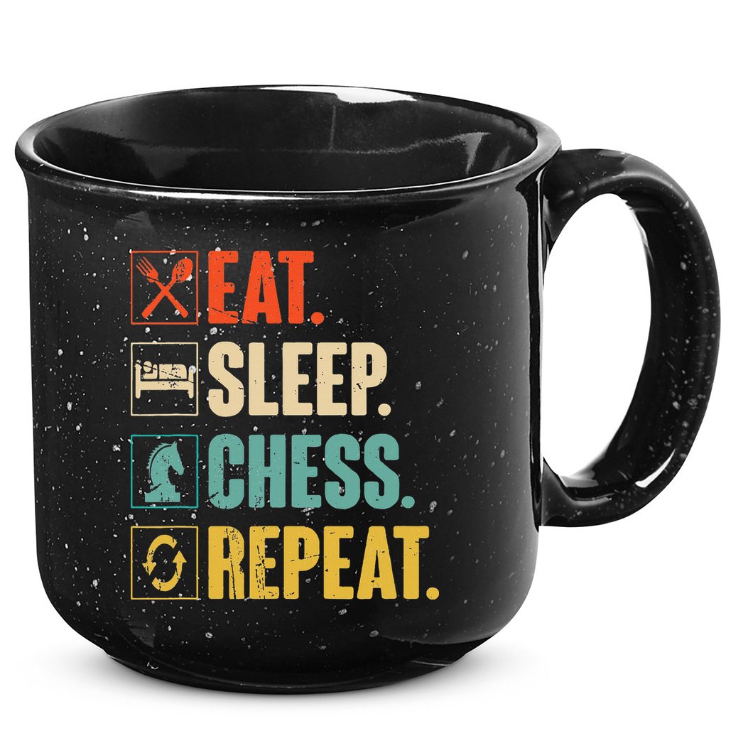 Eat Sleep Chess Repeat Funny Retro Vintage Chess Gift 15oz Campfire Ceramic Mug