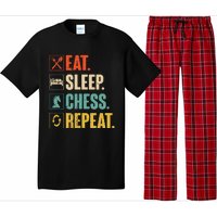 Eat Sleep Chess Repeat Funny Retro Vintage Chess Gift Pajama Set