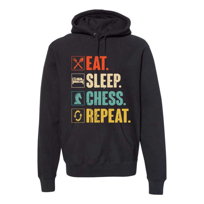 Eat Sleep Chess Repeat Funny Retro Vintage Chess Gift Premium Hoodie