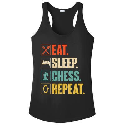 Eat Sleep Chess Repeat Funny Retro Vintage Chess Gift Ladies PosiCharge Competitor Racerback Tank