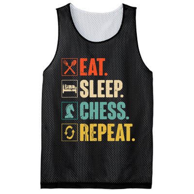 Eat Sleep Chess Repeat Funny Retro Vintage Chess Gift Mesh Reversible Basketball Jersey Tank