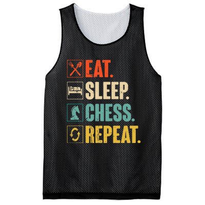 Eat Sleep Chess Repeat Funny Retro Vintage Chess Gift Mesh Reversible Basketball Jersey Tank