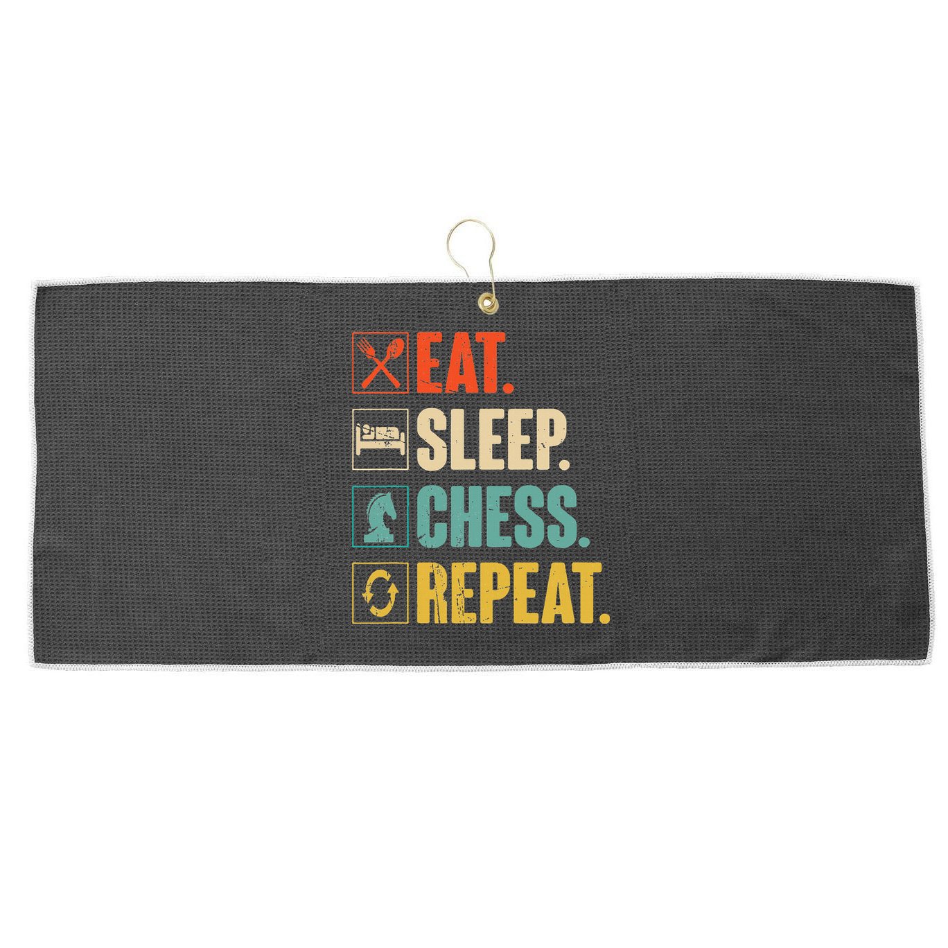 Eat Sleep Chess Repeat Funny Retro Vintage Chess Gift Large Microfiber Waffle Golf Towel