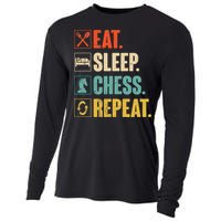 Eat Sleep Chess Repeat Funny Retro Vintage Chess Gift Cooling Performance Long Sleeve Crew