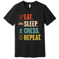 Eat Sleep Chess Repeat Funny Retro Vintage Chess Gift Premium T-Shirt