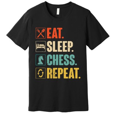 Eat Sleep Chess Repeat Funny Retro Vintage Chess Gift Premium T-Shirt