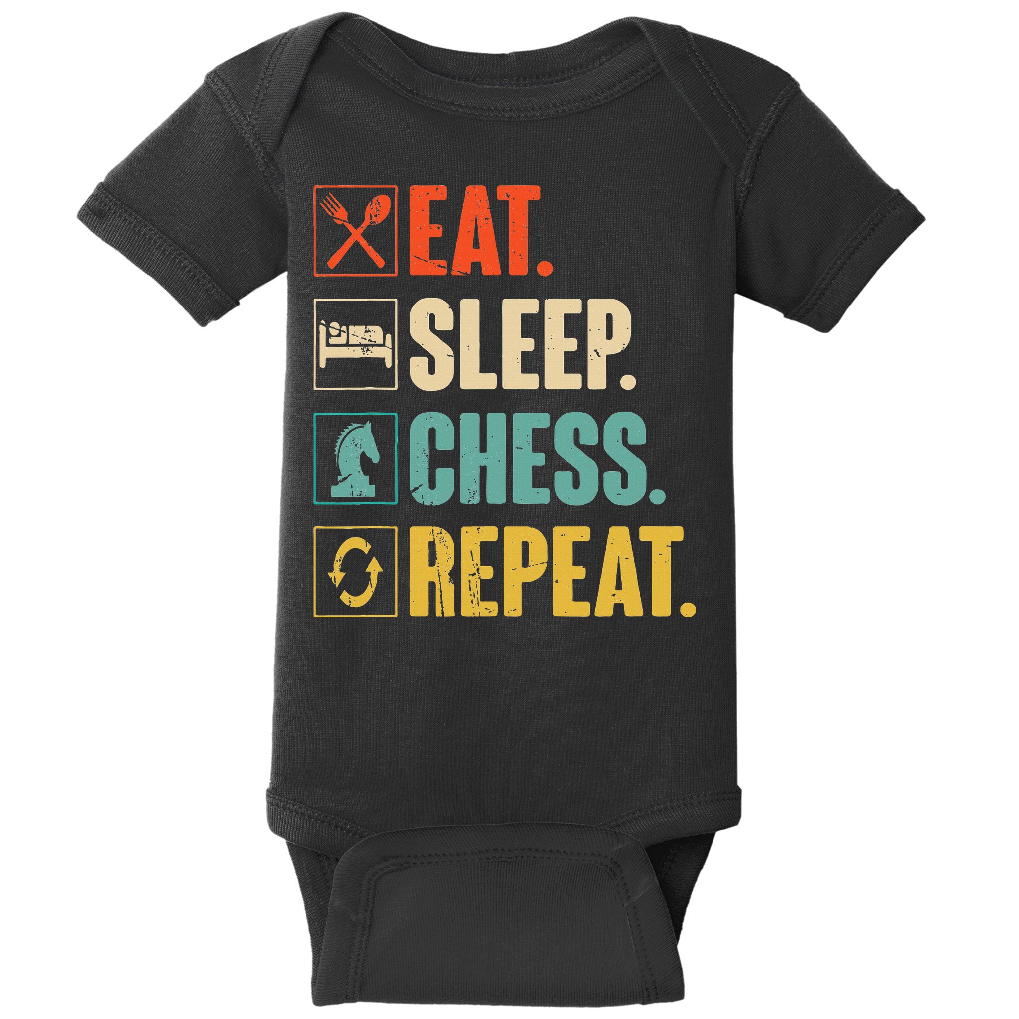 Eat Sleep Chess Repeat Funny Retro Vintage Chess Gift Baby Bodysuit