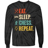 Eat Sleep Chess Repeat Funny Retro Vintage Chess Gift Tie-Dye Long Sleeve Shirt