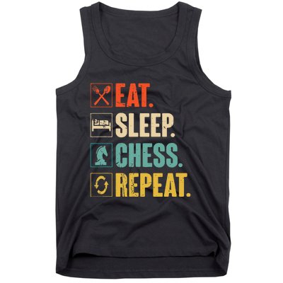 Eat Sleep Chess Repeat Funny Retro Vintage Chess Gift Tank Top