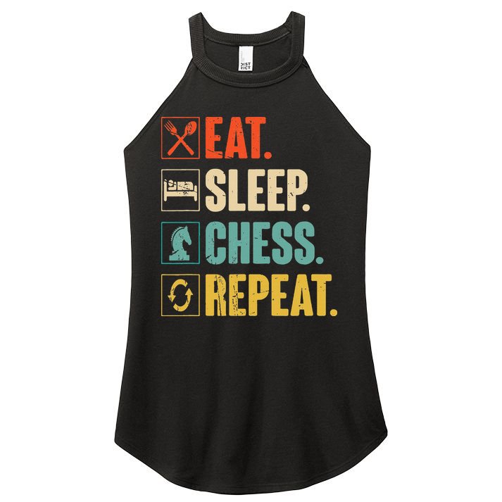 Eat Sleep Chess Repeat Funny Retro Vintage Chess Gift Women's Perfect Tri Rocker Tank