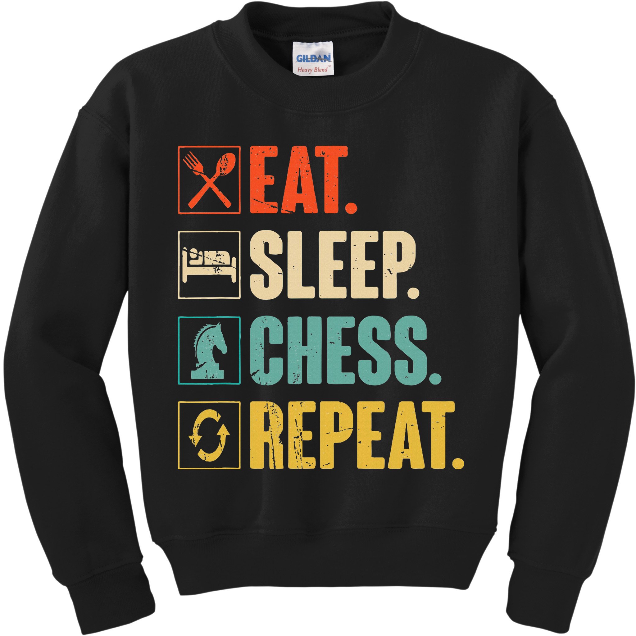 Eat Sleep Chess Repeat Funny Retro Vintage Chess Gift Kids Sweatshirt
