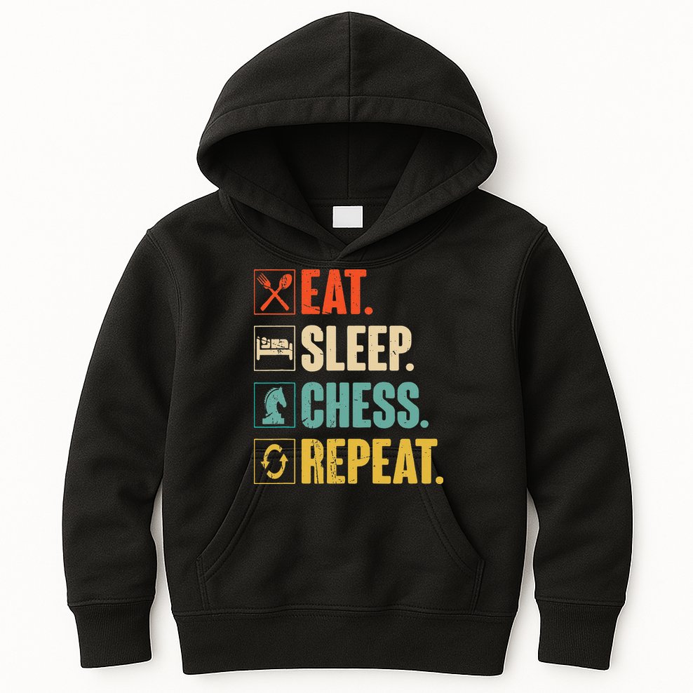 Eat Sleep Chess Repeat Funny Retro Vintage Chess Gift Kids Hoodie