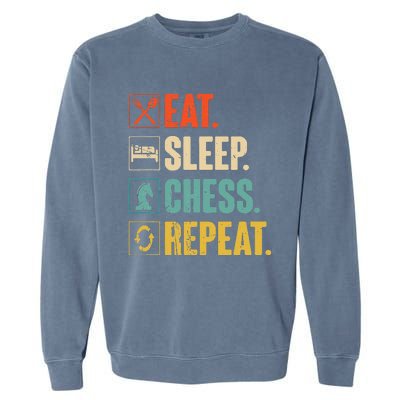 Eat Sleep Chess Repeat Funny Retro Vintage Chess Gift Garment-Dyed Sweatshirt