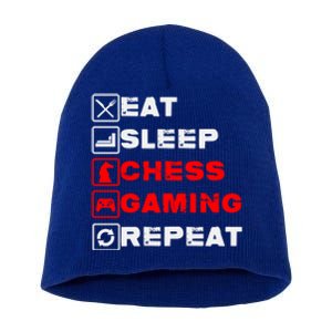 Eat Sleep Chess Gaming Repeat Funny Chess And Gaming Lover Gift Short Acrylic Beanie