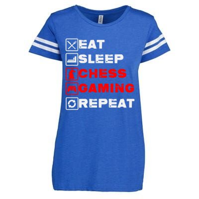 Eat Sleep Chess Gaming Repeat Funny Chess And Gaming Lover Gift Enza Ladies Jersey Football T-Shirt