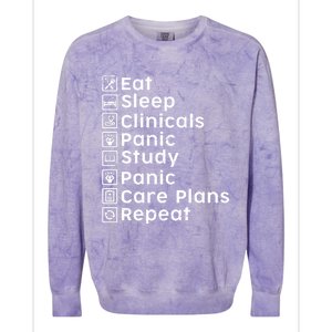 Eat Sleep Clinicals Panic Study Repeat Nurse Cute Gift Colorblast Crewneck Sweatshirt