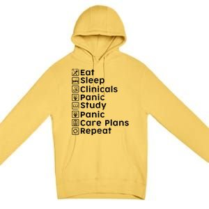 Eat Sleep Clinicals Panic Study Repeat Nurse Cute Gift Premium Pullover Hoodie