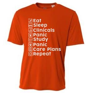 Eat Sleep Clinicals Panic Study Repeat Nurse Cute Gift Cooling Performance Crew T-Shirt