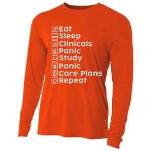 Eat Sleep Clinicals Panic Study Repeat Nurse Cute Gift Cooling Performance Long Sleeve Crew