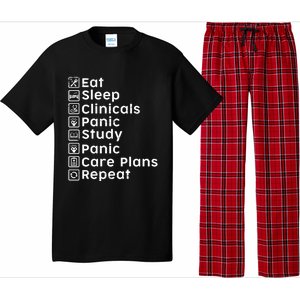 Eat Sleep Clinicals Panic Study Repeat Nurse Cute Gift Pajama Set