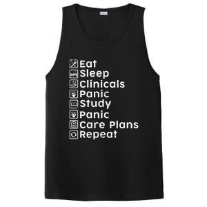 Eat Sleep Clinicals Panic Study Repeat Nurse Cute Gift PosiCharge Competitor Tank