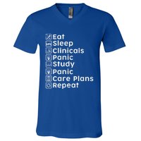 Eat Sleep Clinicals Panic Study Repeat Nurse Cute Gift V-Neck T-Shirt