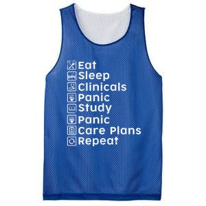 Eat Sleep Clinicals Panic Study Repeat Nurse Cute Gift Mesh Reversible Basketball Jersey Tank