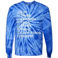 Eat Sleep Clinicals Panic Study Repeat Nurse Cute Gift Tie-Dye Long Sleeve Shirt