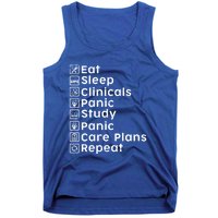 Eat Sleep Clinicals Panic Study Repeat Nurse Cute Gift Tank Top