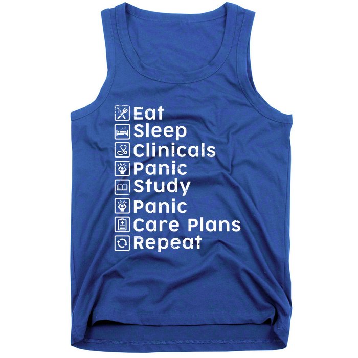 Eat Sleep Clinicals Panic Study Repeat Nurse Cute Gift Tank Top