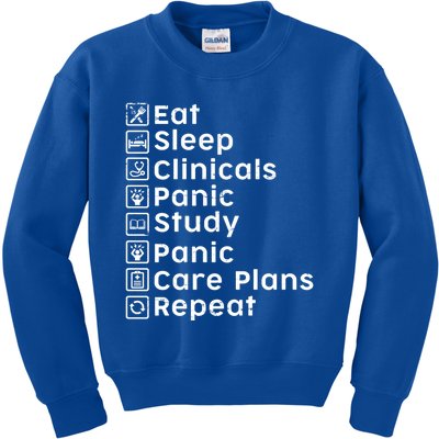 Eat Sleep Clinicals Panic Study Repeat Nurse Cute Gift Kids Sweatshirt