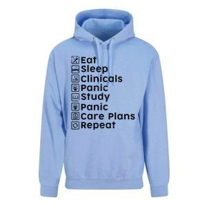 Eat Sleep Clinicals Panic Study Repeat Nurse Cute Gift Unisex Surf Hoodie