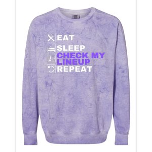 Eat Sleep Check My Lineup Repeat Fantasy Football Design Fantasy Football Wizard Colorblast Crewneck Sweatshirt