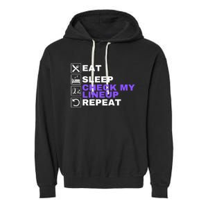 Eat Sleep Check My Lineup Repeat Fantasy Football Design Fantasy Football Wizard Garment-Dyed Fleece Hoodie