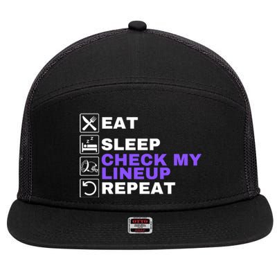 Eat Sleep Check My Lineup Repeat Fantasy Football Design Fantasy Football Wizard 7 Panel Mesh Trucker Snapback Hat