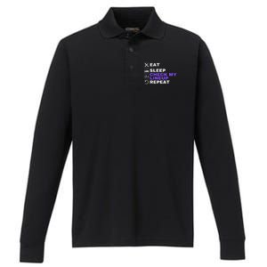 Eat Sleep Check My Lineup Repeat Fantasy Football Design Fantasy Football Wizard Performance Long Sleeve Polo