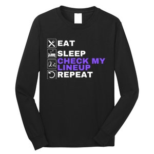 Eat Sleep Check My Lineup Repeat Fantasy Football Design Fantasy Football Wizard Long Sleeve Shirt