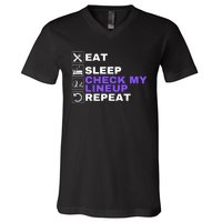 Eat Sleep Check My Lineup Repeat Fantasy Football Design Fantasy Football Wizard V-Neck T-Shirt