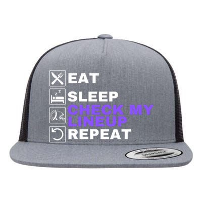 Eat Sleep Check My Lineup Repeat Fantasy Football Design Fantasy Football Wizard Flat Bill Trucker Hat