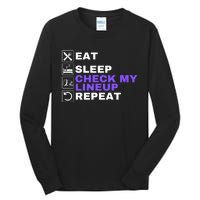 Eat Sleep Check My Lineup Repeat Fantasy Football Design Fantasy Football Wizard Tall Long Sleeve T-Shirt