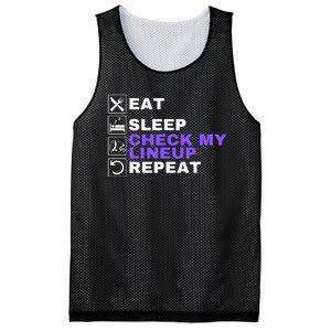 Eat Sleep Check My Lineup Repeat Fantasy Football Design Fantasy Football Wizard Mesh Reversible Basketball Jersey Tank