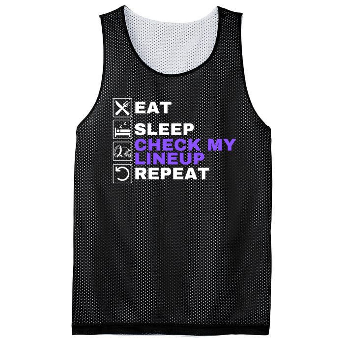 Eat Sleep Check My Lineup Repeat Fantasy Football Design Fantasy Football Wizard Mesh Reversible Basketball Jersey Tank