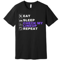 Eat Sleep Check My Lineup Repeat Fantasy Football Design Fantasy Football Wizard Premium T-Shirt