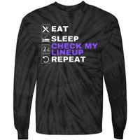 Eat Sleep Check My Lineup Repeat Fantasy Football Design Fantasy Football Wizard Tie-Dye Long Sleeve Shirt