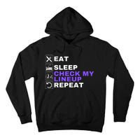 Eat Sleep Check My Lineup Repeat Fantasy Football Design Fantasy Football Wizard Tall Hoodie