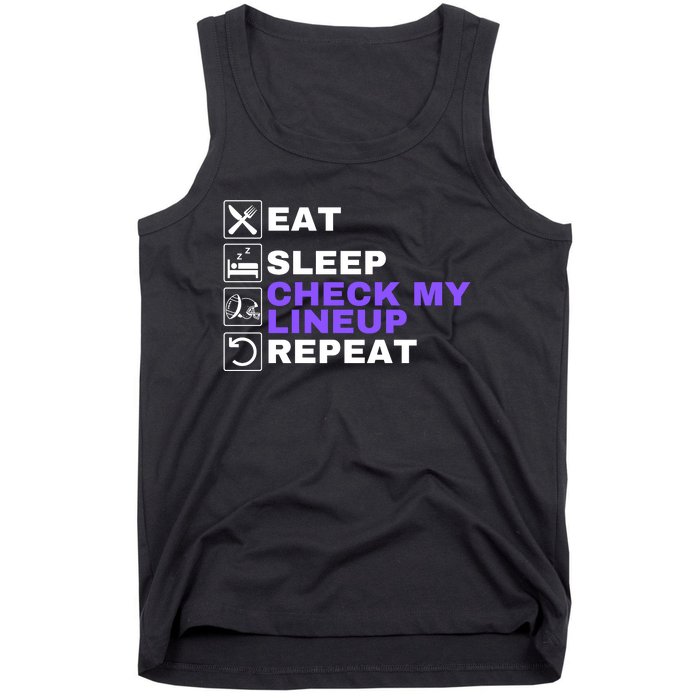 Eat Sleep Check My Lineup Repeat Fantasy Football Design Fantasy Football Wizard Tank Top