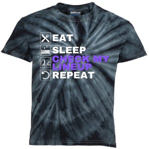 Eat Sleep Check My Lineup Repeat Fantasy Football Design Fantasy Football Wizard Kids Tie-Dye T-Shirt