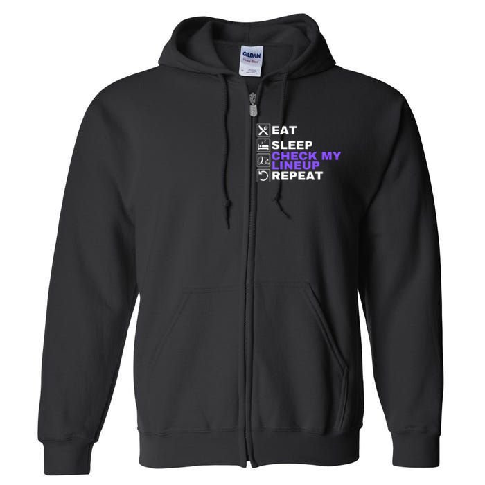 Eat Sleep Check My Lineup Repeat Fantasy Football Design Fantasy Football Wizard Full Zip Hoodie