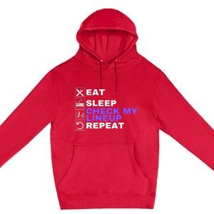 Eat Sleep Check My Lineup Repeat Fantasy Football Design Fantasy Football Wizard Premium Pullover Hoodie