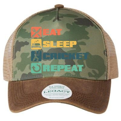 Eat Sleep Cricket Repeat Cricketer Bat Ball Game Bowle Legacy Tie Dye Trucker Hat